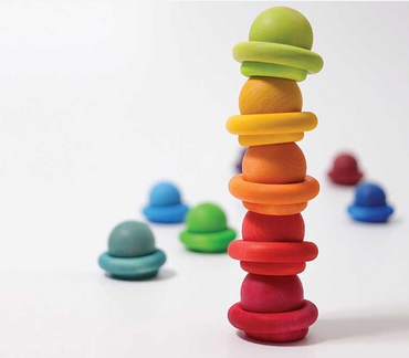 Set 6 palline colorate con base in legno